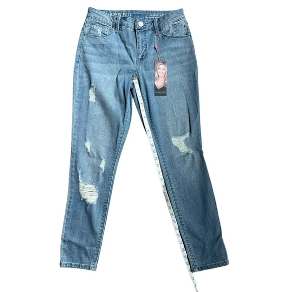Laurie Felt - Classic Denim Ripped Slim Leg Jeans Size 4  NWT - Picture 12 of 14